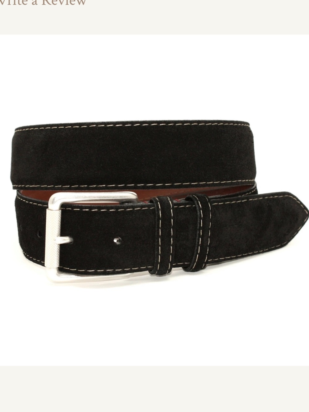 Torino Leather - European Sueded Calfskin Belt - Black. Size 40. 54010